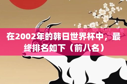 在2002年的韩日世界杯中，最终排名如下（前八名）
