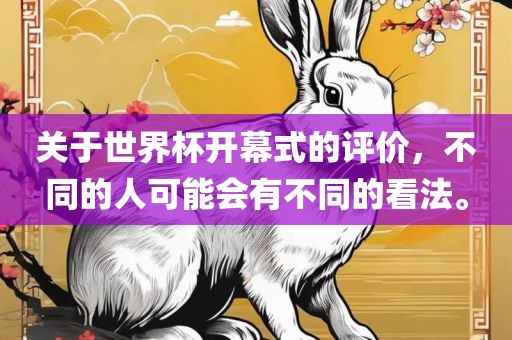 关于世界杯开幕式的评价，不同的人可能会有不同的看法。