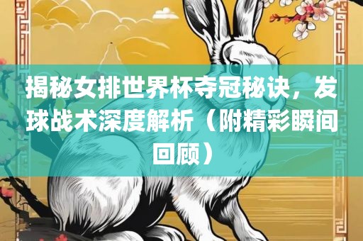 揭秘女排世界杯夺冠秘诀，发球战术深度解析（附精漯河市盈旭机械设备有限公司彩瞬间回顾）