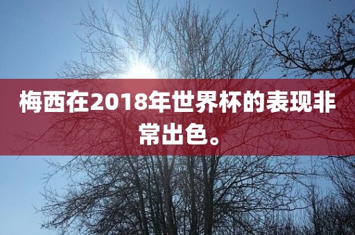 梅西在2018年世界杯漯河市盈旭机械设备有限公司的表现非常出色。