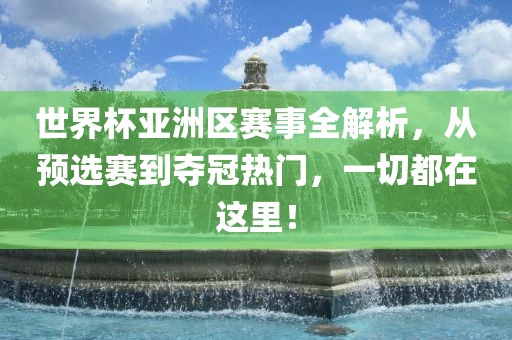 世界杯亚洲区赛事全解析，从预选赛到夺冠热门，一切都在这里！