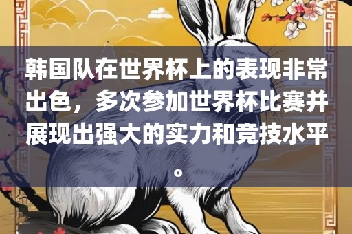 韩国队在世界杯上的表现非常出色，多次参加世界杯比赛并展现出强大的实力和竞技水平。
