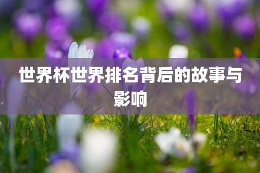 世界杯世界排名背后的故事与影响漯河市盈旭机械设备有限公司