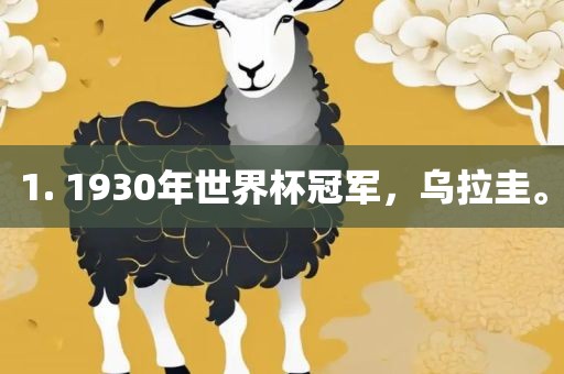 1. 1930年世界杯冠军，乌拉圭。