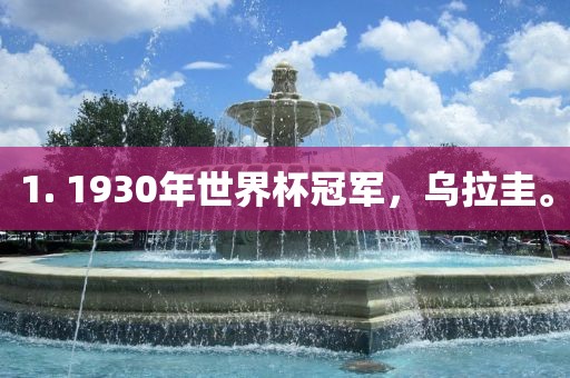 1. 1930年世界杯冠军，乌拉圭。