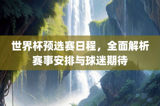 世界杯预选赛日程，全面解析赛事安排与球迷期待漯河市盈旭机械设备有限公司