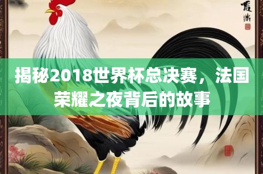 揭秘2018世界杯总决赛，法国荣耀之夜背后的故事漯河市盈旭机械设备有限公司