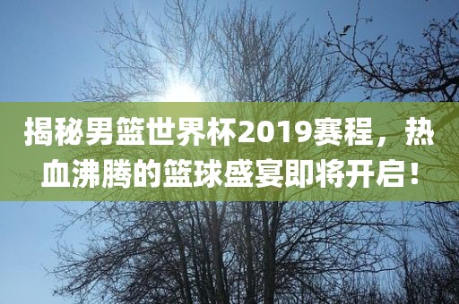 揭秘男篮世界杯2019赛程，热血沸腾的篮球盛宴即将开启！
