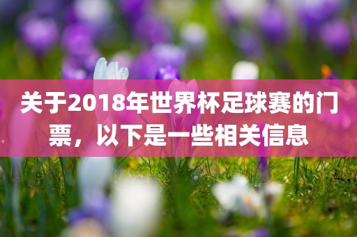 关于2018年世界杯足球赛的门票，以下是一些相关信息