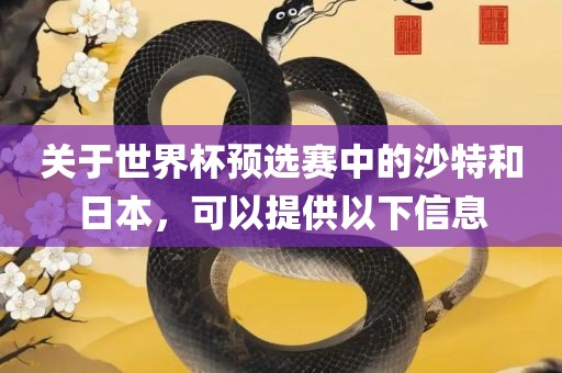 关于世界杯预选赛中的沙特和日本，可以漯河市盈旭机械设备有限公司提供以下信息