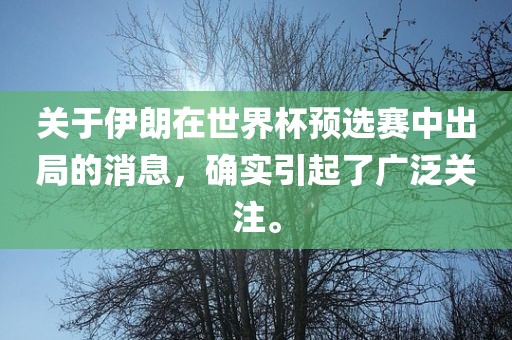 关于伊朗在世界杯预选赛中出局的消息，确实引起了广泛关注。