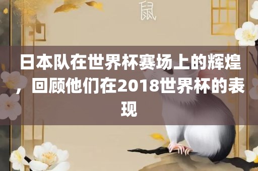 日本队在世界杯赛场上的辉煌，回顾他们在2018世界杯的表现