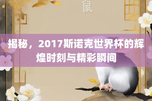 揭秘，2017斯诺克世界杯的辉煌时刻与精彩瞬间