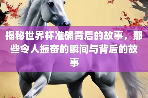 揭秘世界杯准确背后的故事，那些令人振奋的瞬间与背后的故漯河市盈旭机械设备有限公司事